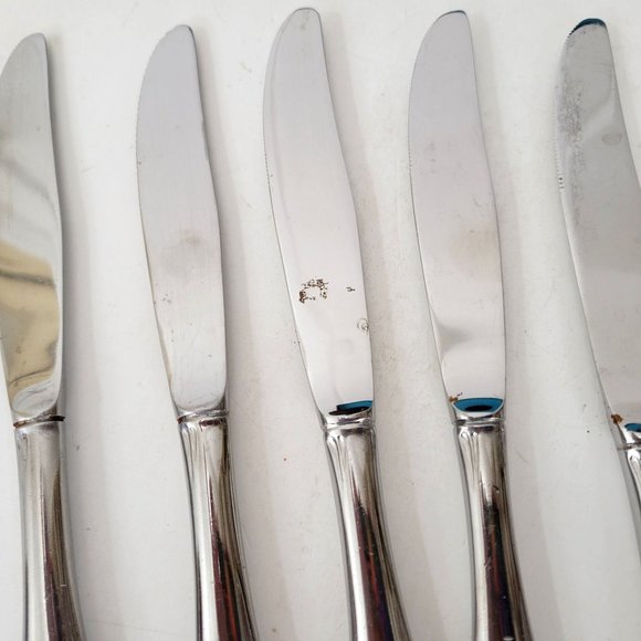 Vintage Stainless Knives with Faux Bamboo Handles Set of Six Boxed - Picture 8 of 9